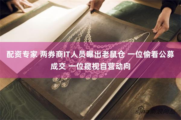 配资专家 两券商IT人员曝出老鼠仓 一位偷看公募成交 一位窥视自营动向