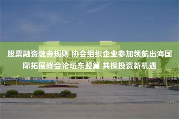 股票融资融券规则 协会组织企业参加领航出海国际拓展峰会论坛东盟篇 共探投资新机遇