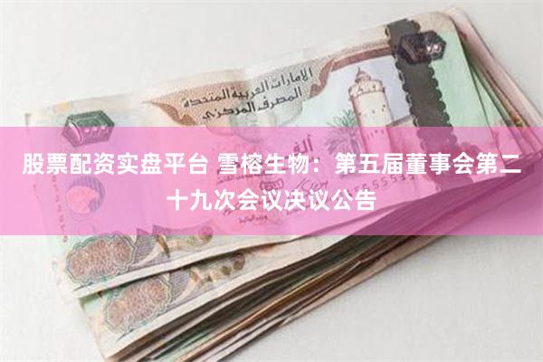 股票配资实盘平台 雪榕生物：第五届董事会第二十九次会议决议公告