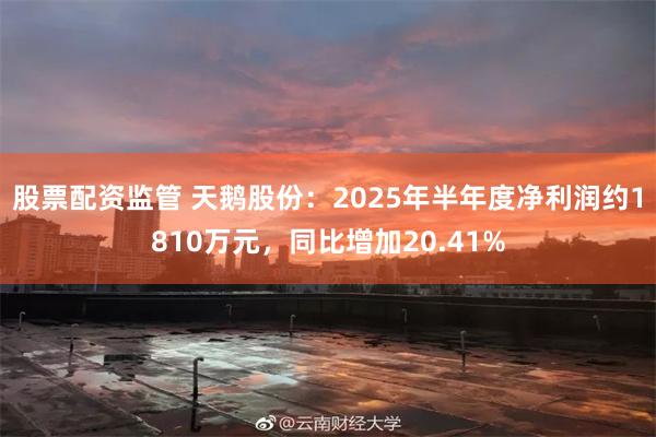 股票配资监管 天鹅股份：2025年半年度净利润约1810万元，同比增加20.41%
